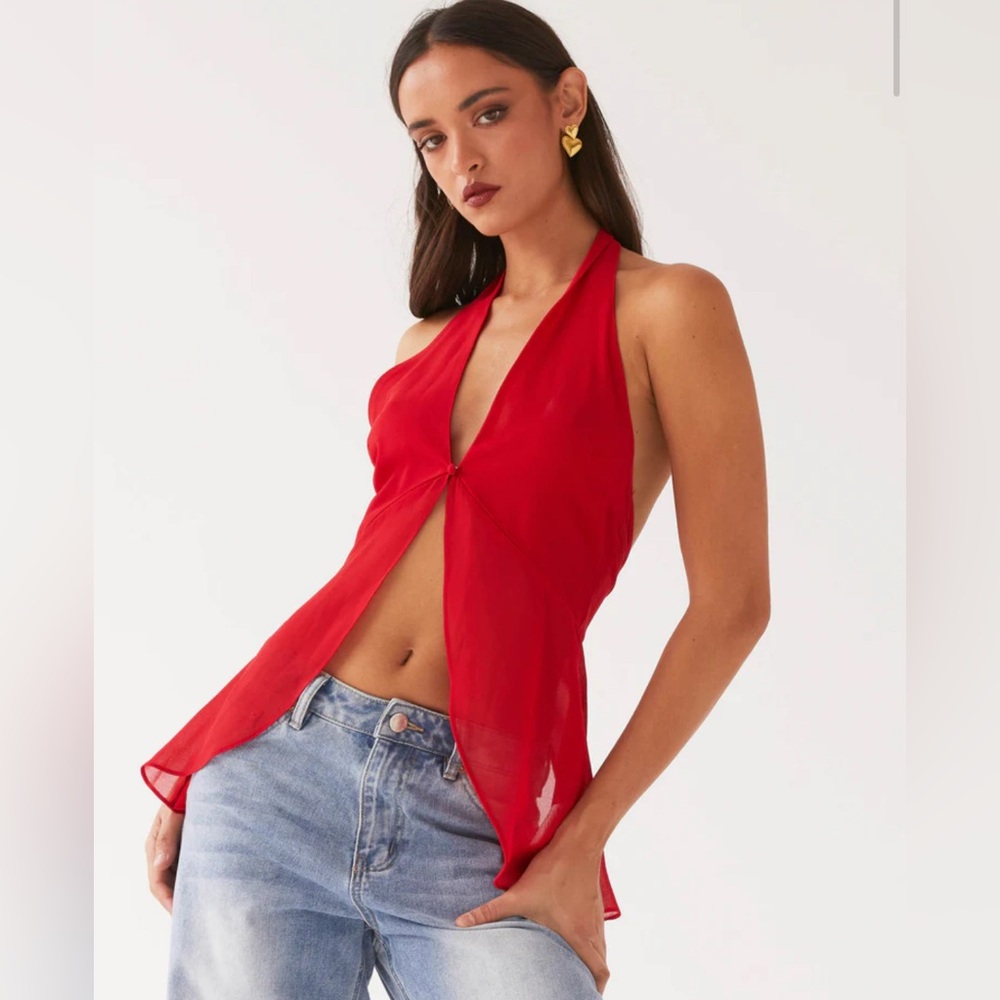 At Last Halterneck Top - Rouge Red size 12 - Picture 2 of 5